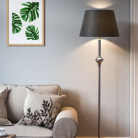 Shop Aluminium Standing Night Floor Lamp with Black Lamp Shade - Floor ...
