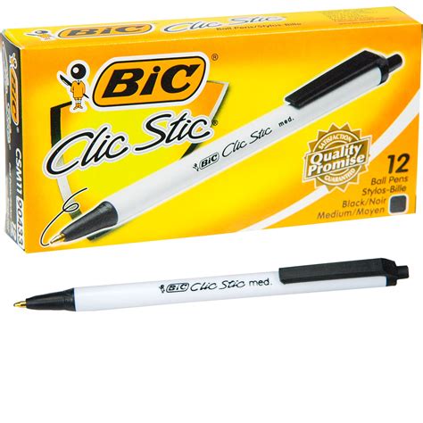 BIC CSM11 90433 Black Clic Stic Retractable Pen, 1.0 mm Medium Point, 1 ...