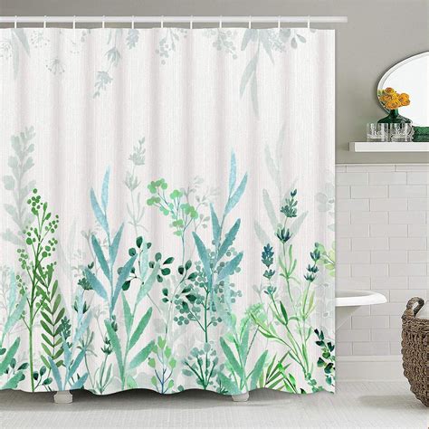Buy Likiyol Watercolor Floral Shower Curtain, Blue and Green Shower ...
