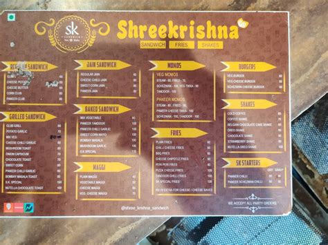 Menu at Shree krishna Sandwich Fries Shakes, Pune