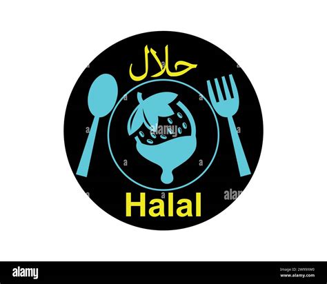Restaurant icon, halal food logo with spoon and plate Stock Vector ...