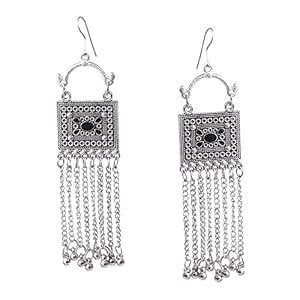Buy Stylish Oxidized Designer Jhumkas With Hanging Silver Balls at ...