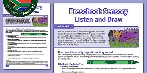 Preschool: Sensory- Listen and Draw (teacher made) - Twinkl
