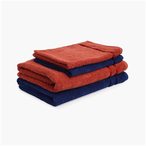 Buy Spaces Atrium Bath Navy Blue Cotton Towel Set - 4Pcs from Spaces at ...