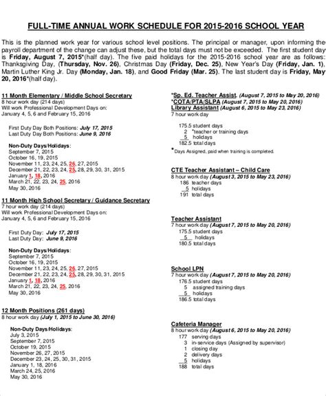 Work schedule example - conceptquest