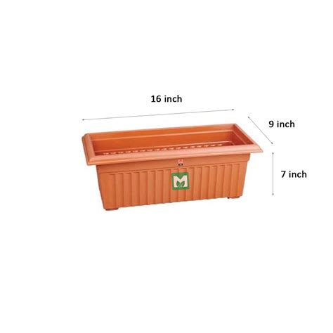 Rectangular Pot 16 Inch Brown / Terracotta | Buy Garden Planters Online ...