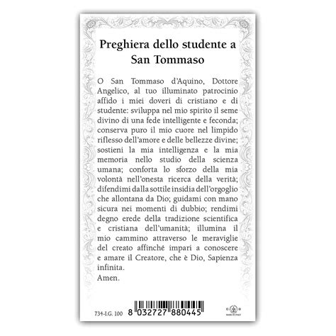 Holy card, Saint Thomas Aquinas, Prayer ITA 10x5 cm | online sales on ...
