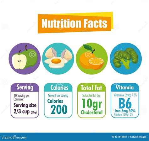 Healthy Food with Nutritional Facts Stock Vector - Illustration of data, food: 121619587