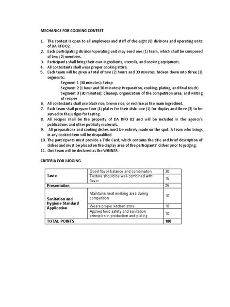 Image result for Cooking Contest Programme Sample