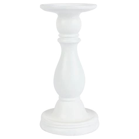 White Pillar Candle Holder, 8"