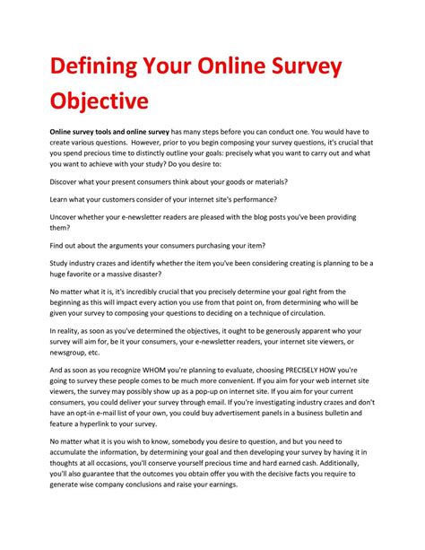 Calaméo - Defining Your Online Survey Objective