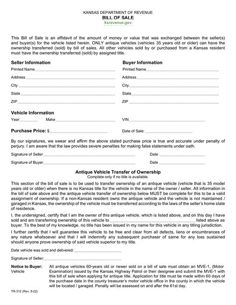 Free Kansas Boat Bill of Sale Form - PDF – eForms