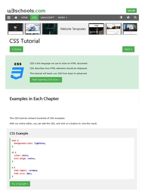 CSS W3Schools Tutorial for Beginners PDF 的图像结果