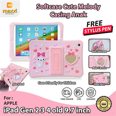 Jual iPad Gen 2 3 4 9.7 inch Old Kids Case Kartun Casing Cover Pink ...