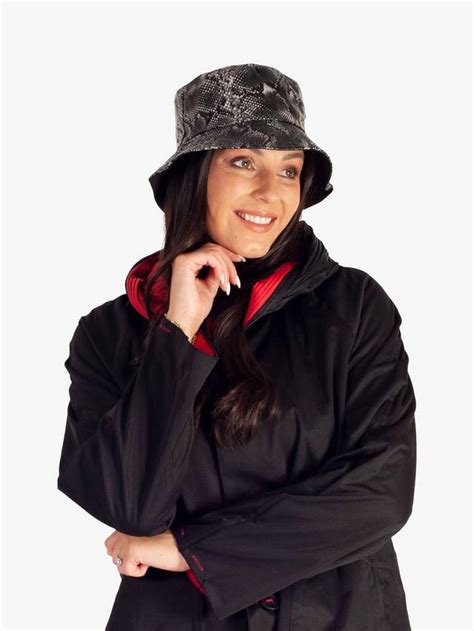 chesca Snake Print Rain Hat, Grey