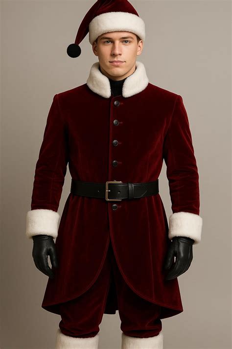 Premium Velvet Santa Claus Coat With Faux Fur Trim | Classic Christmas ...