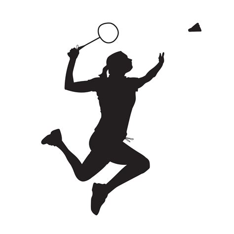 female jump smash. badminton player vector silhouette 13317823 Vector Art at Vecteezy
