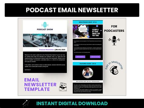Podcast Email Newsletter Template, Editable Mailchimp Podcast Email ...