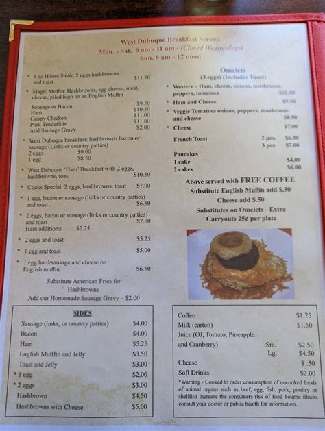 Menu at West Dubuque Tap pub & bar, Dubuque