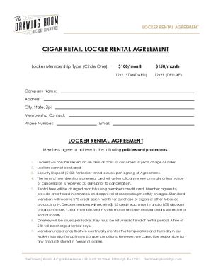Fillable Online Locker Rental Agreement Form - Stanton Viking Center ...