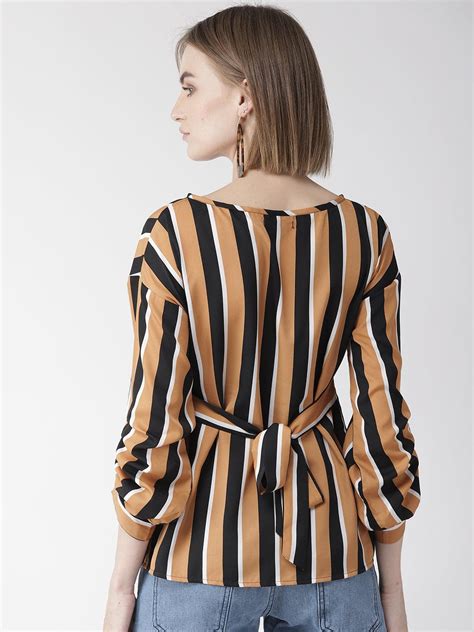 Style Quotientwomen Grey & Black Striped Top – StyleQuotient