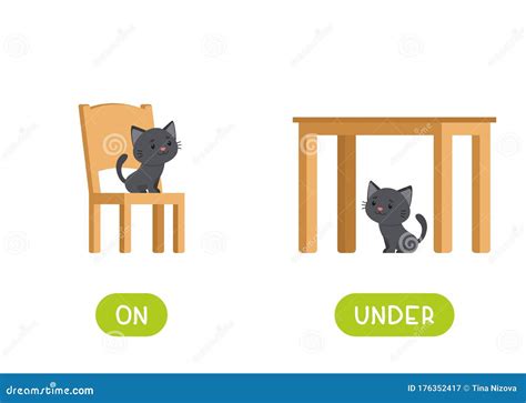 In And Out Antonyms Word Card Flat Vector Template. Flashcard For ...