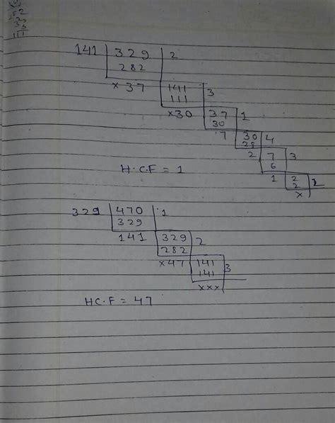 Find the HCF of 141 329 and 470 using long division method - Brainly.in
