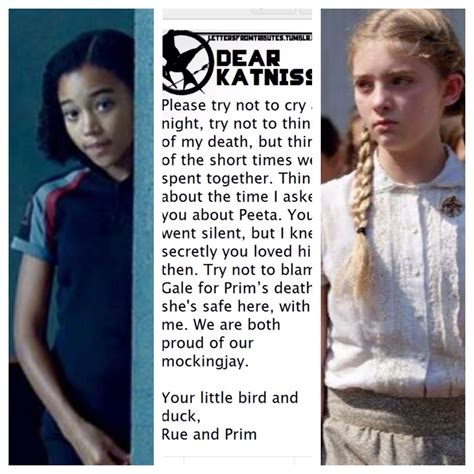 Rue and prim | Hunger games, Catching fire, Katniss