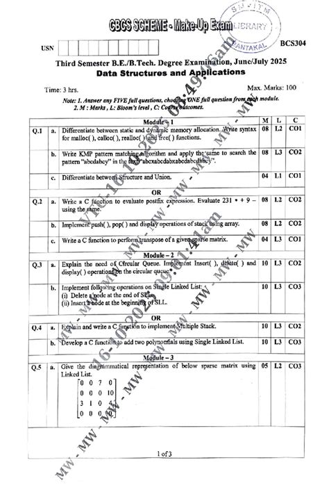 **New Title:** BCS304 Third Sem Data Structures & Applications Exam ...