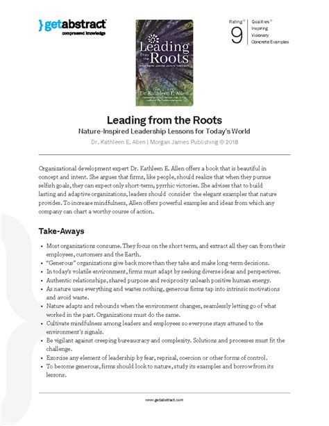Leading from the Roots: Visionary Leadership Lessons (ORG DEV 101 ...