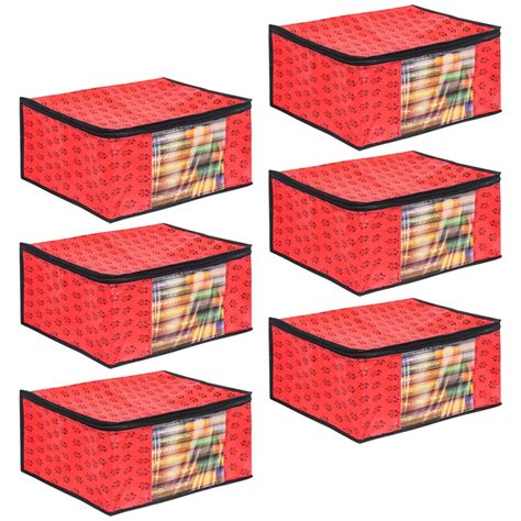 PrettyKrafts Saree cover Set of 6 Prints Big Size / Wardrobe Organiser ...