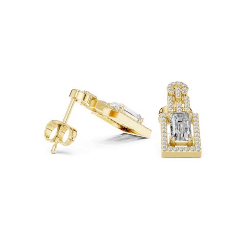 Art Deco Emerald-Cut Diamond Drop Earrings – Nena Jewels