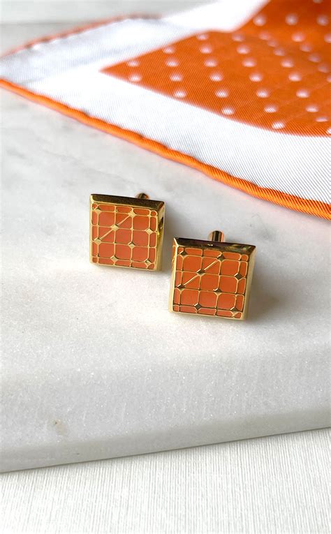 Tangerine Polka Cufflink | Brass | Gold Plated | Handmade| Gifts for ...