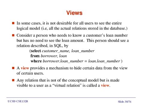 UCSD CSE132B Lecture Notes: Understanding SQL Views - Studocu