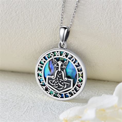 Buy PROESS Viking Thors Hammer Necklace Sterling Silver Odin Helmet ...