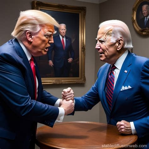 donald trump versus president joe biden fighting each other in a ...