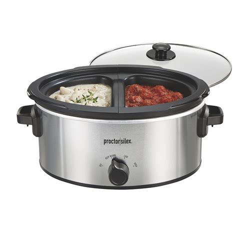 Proctor Silex Double Dish Slow Cooker with 6qt Crock and Dual 2.5qt ...