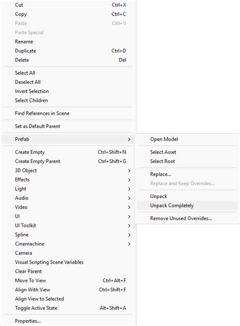 Unity Unpack Prefab 的图像结果