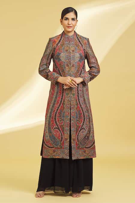 Buy Multi Color Cotton Blend Woven Mughal Paisley Pattern Round Jamawar ...