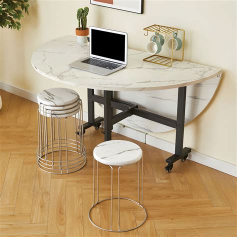 Modern Foldable Manufactured Wood Round Top Dining Table with Movable ...