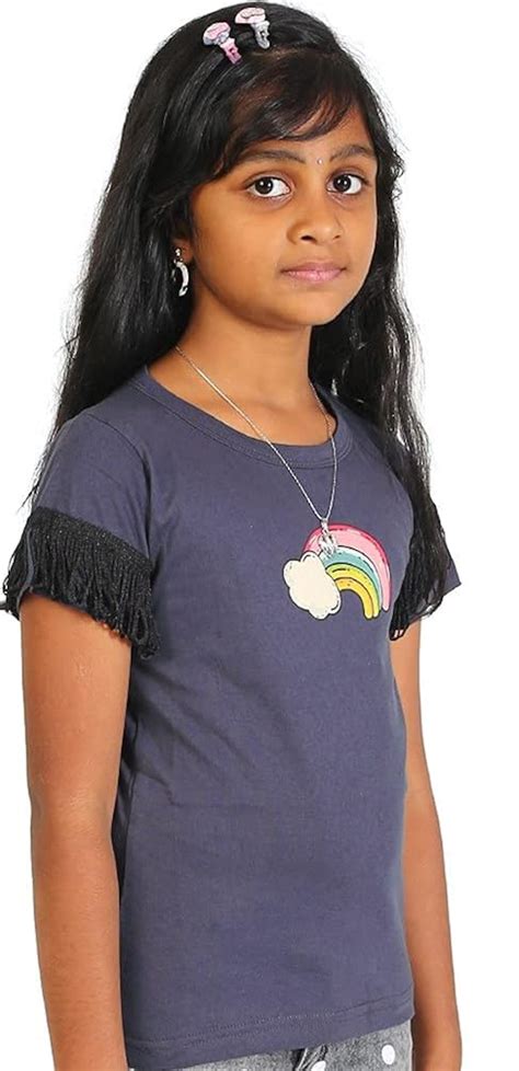 Buy iwe Girl's Casual Slim Fit T-Shirt Grey for 7-8 Years Girls at ...