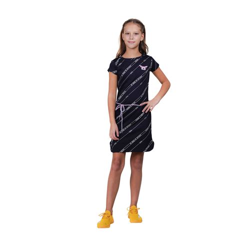 Girl's Navy Colour Half Sleeve Round Neck Tunic Dress – ASTRON