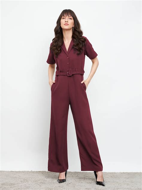 Nightfall Notch Collar Jumpsuit - Wine – SALT Attire