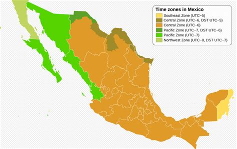 Mexico Time Zone Map - Guide of the World