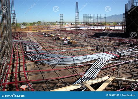 Electrical Conduit Runs in a Post-Tension Slab-on-Deck Stock Photo ...