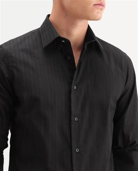 Buy Repo-26 - Black Premium Regular Fit Striped Shirt| Rare Rabbit