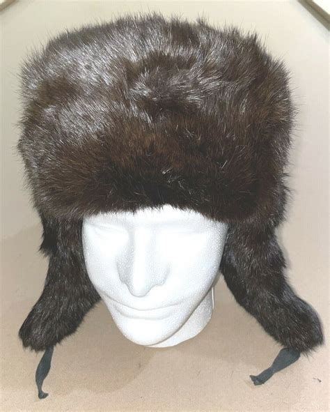 VINTAGE DARK BROWN RUSSIAN USHANKA HAT REAL MINK FUR | eBay