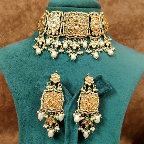 KUNDAN POLKI & MEENAKARI PEARL CHOKER SET – Sanvi Jewels