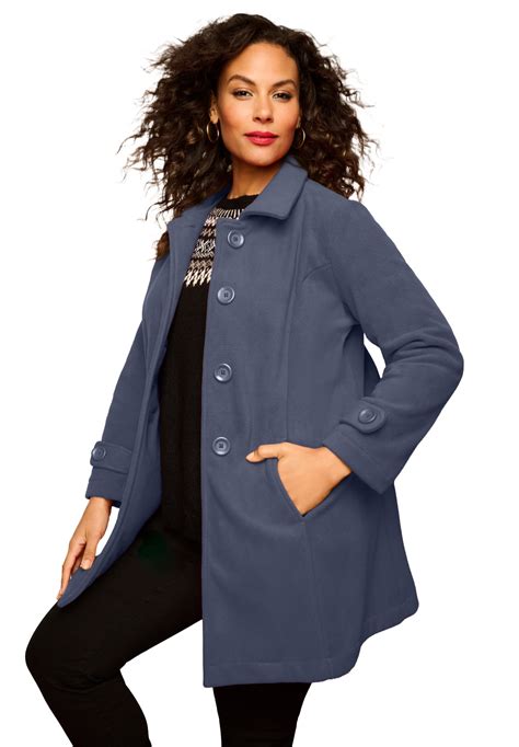 Roaman's Women's Plus Size Button Up Fleece Jacket - Walmart.com