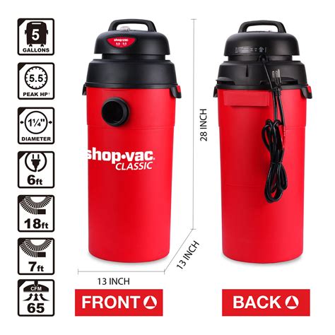 Snapklik.com : Shop-Vac 5 Gallon 5.5 Peak HP Wet/Dry Vacuum, Wall ...